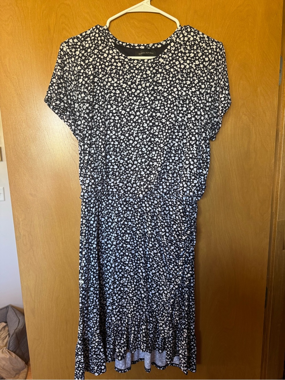 Banana Republic Black & White Floral Midi Dress